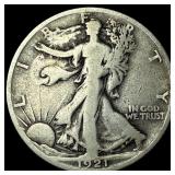 1921-S Silver Walking Liberty Half Dollar  LIGHTL