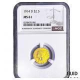 1914-D $2.50 Gold Quarter Eagle NGC MS61
