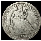 1864-S Silver Seated Liberty Half Dollar  NICELY