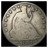 1854-O Silver Seated Liberty Half Dollar  NICELY