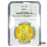 1922 $20 Gold Double Eagle NGC MS62
