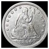 1854 Arrows Seated Liberty Quarter CHOICE AU