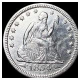1854 Arrows Seated Liberty Quarter CLOSELY  UNCIR