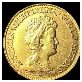 1917 Netherlands .1947oz Gold 10 Gulden  CLOSELY