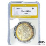 1897-O Morgan Silver Dollar PGA MS61+ Toned