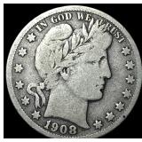 1908-S Silver Barber Half Dollar LIGHTLY CIRCULATE