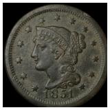 1851 Braided Hair Large Cent HIGH GRADE