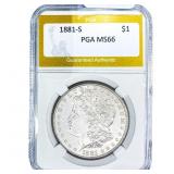 1881-S Morgan Silver Dollar PGA MS66