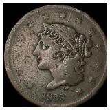 1839 Coronet Head Large Cent LIGHTLY CIRCULATED