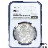 1887 Mercury Silver Dollar NGC MS65
