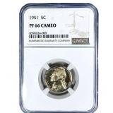 1951 Jefferson Nickel NGC PF66 Cameo