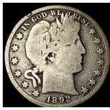 1892 Silver Half Dollar (Barber) NICELY CIRCULATED
