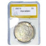 1927-S Silver Peace Dollar PGA MS64+
