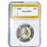 1940 Washington Silver Quarter PGA MS67+