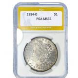 1884-O Morgan Silver Dollar PGA MS65