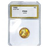 1860 Lincoln Memorial Cent PCI PR69 CAMEO Sm Date