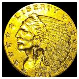 1911 Indian Head Gold $2.50 Quarter Eagle CLOSELY