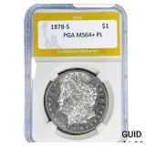 1878-S Morgan Silver Dollar PGA MS64+ PL