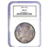 1881-S Morgan Silver Dollar NGC MS64