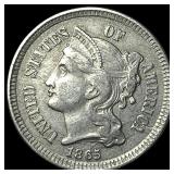 1865 Nickel Three-Cent Piece NEARLY UNCIRCULATED