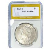 1925-S Silver Peace Dollar PGA MS64+