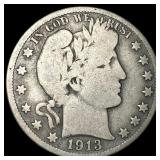 1913 Barber Half Dollar NICELY CIRCULATED