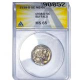 1938-D Buffalo Nickel ANACS MS65