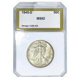 1945-D Walking Liberty Half Dollar PCI MS62