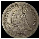 1877-CC Silver Seated Liberty Quarter LIGHTLY CIRC
