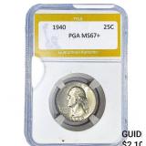 1940 Washington Silver Quarter PGA MS67+