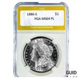 1886-S Morgan Silver Dollar PGA MS64 PL