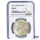 1921 Morgan Silver Dollar NGC MS62