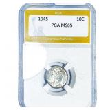 1945 Mercury Silver Dime PGA MS65
