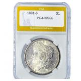 1881-S Morgan Silver Dollar PGA MS66