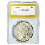 1925-S Silver Peace Dollar PGA MS63