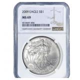 2009 Silver Eagle NGC MS69