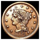 1854 Braided Hair Large Cent CHOICE BU