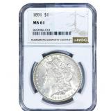 1891 Morgan Silver Dollar NGC MS61