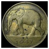 1947 Belgian Congo 5 Francs