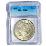 1926 Silver Peace Dollar ICG MS64
