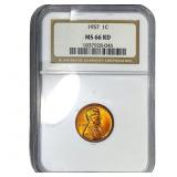 1957 Wheat Cent NGC MS66 RD