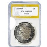 1880-O Morgan Silver Dollar PGA MS62 PL Micro O