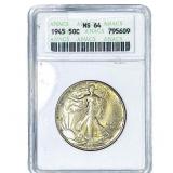 1945 Walking Liberty Half Dollar ANACS MS64