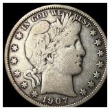 1907 Barber Half Dollar LIGHTLY CIRCULATED