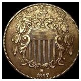 1867 Shield Nickel NEARLY UNCIRCULATED