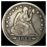 1853 Arrows Seated Liberty Quarter LIGHTLY CIRCULA