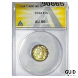 1913 Barber Dime ANACS AU55