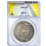1892-S Morgan Silver Dollar ANACS VG8