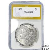 1901 Morgan Silver Dollar PGA AU58