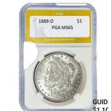 1888-O Morgan Silver Dollar PGA MS65